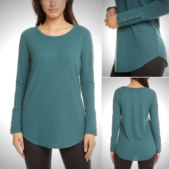 Chaser Tops - CHASER Ladies' Long Sleeve Waffle Thermal Tunic